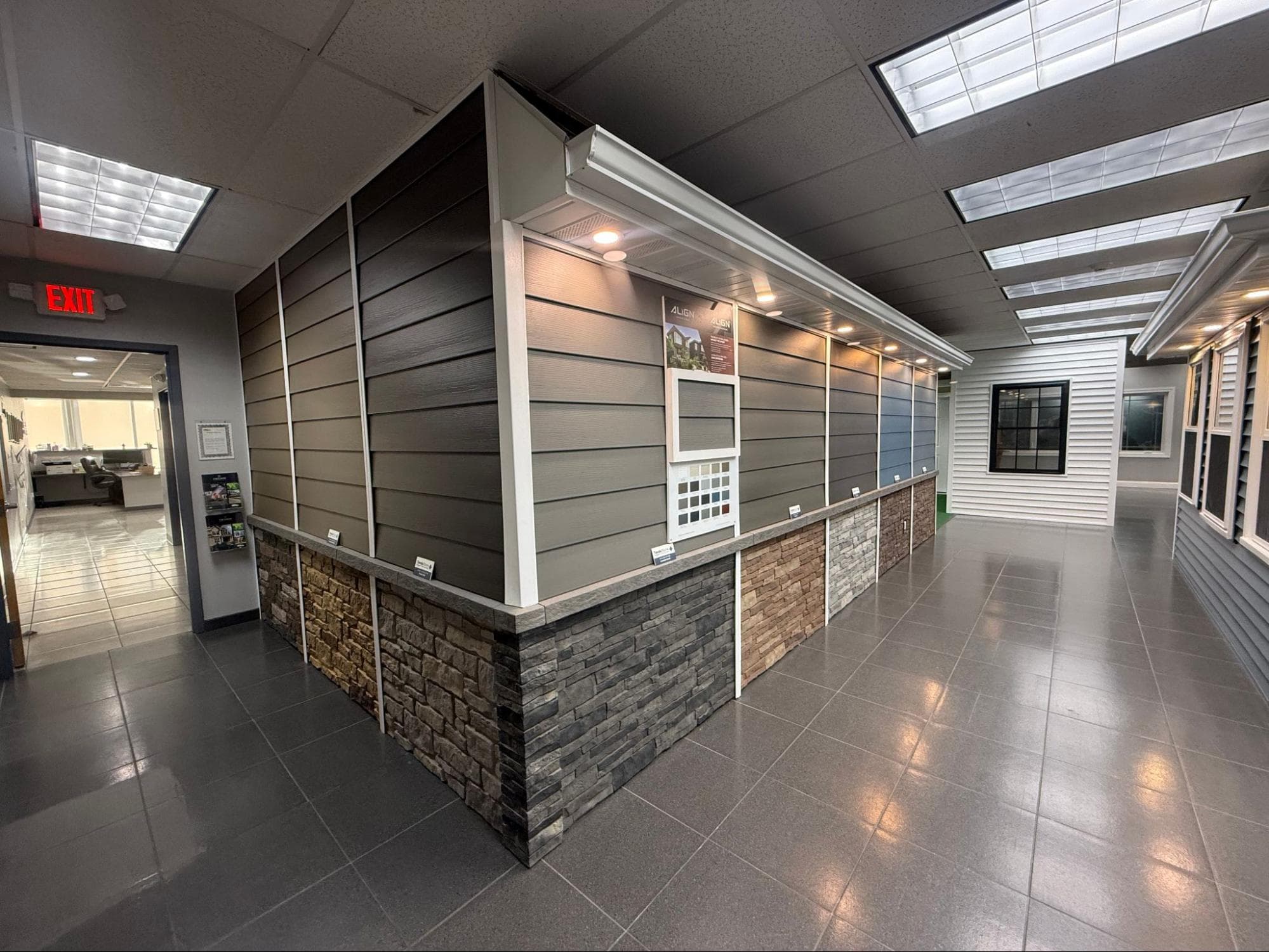 Full wall siding section with coordinated trim